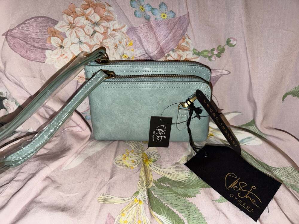 Elle Jae Gypset Vegan Leather Double Zip Wristlet Handbag